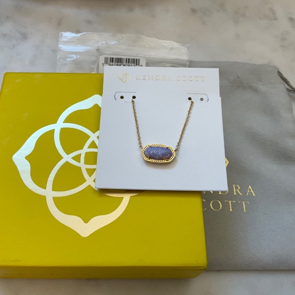 Kendra Scott Elisa Gold Short Pendant Necklace in Lilac Lab Grown Opal - Picture 8 of 8